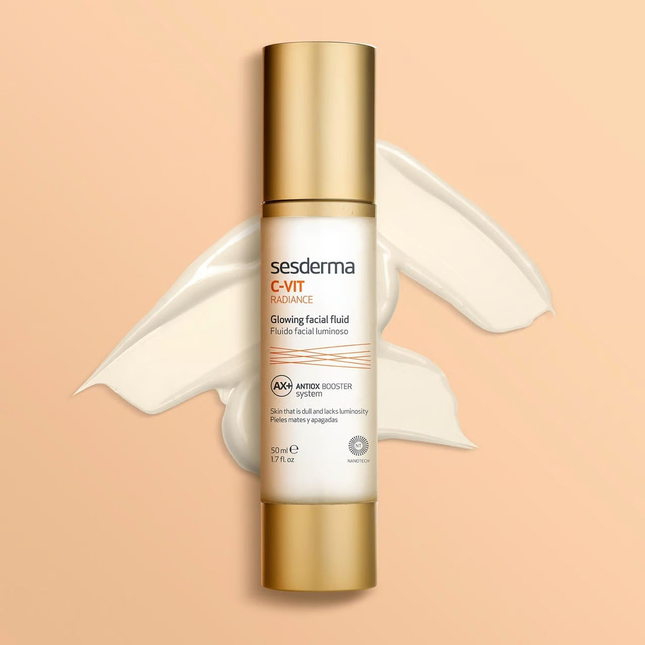 Sesderma C-Vit Radiance Glowing Fluid 50ml provides instantaneous brightness and vitality, improves the texture of the skin, and contributes to the elimination of other signs of photoaging, such as wrinkles and fine lines.